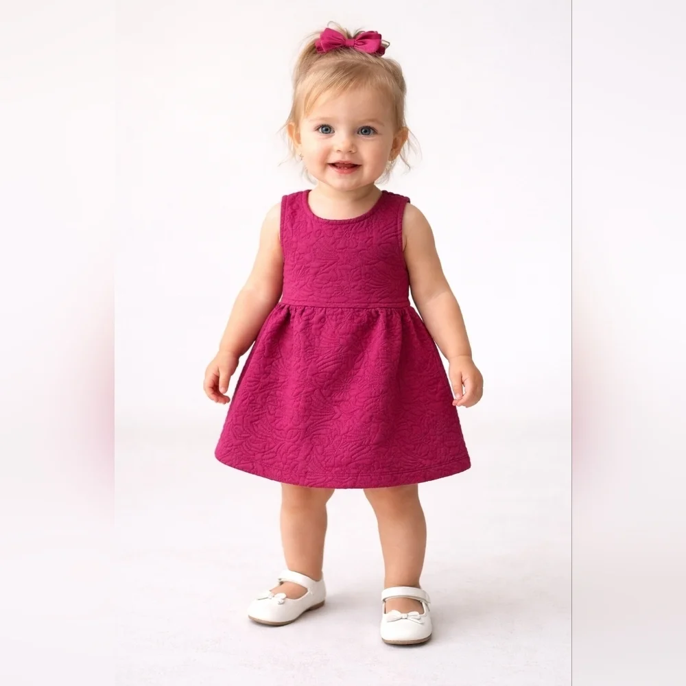 Oshkosh 18 Month Quilted Floral Textured Sleeveless Dress